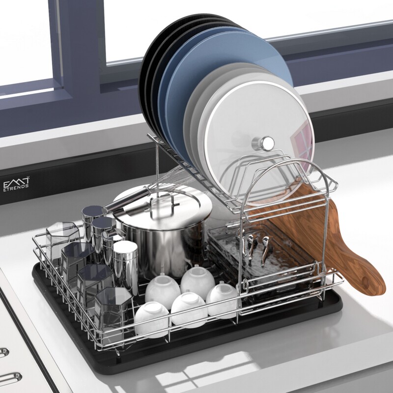 Detachable two tier dish rack