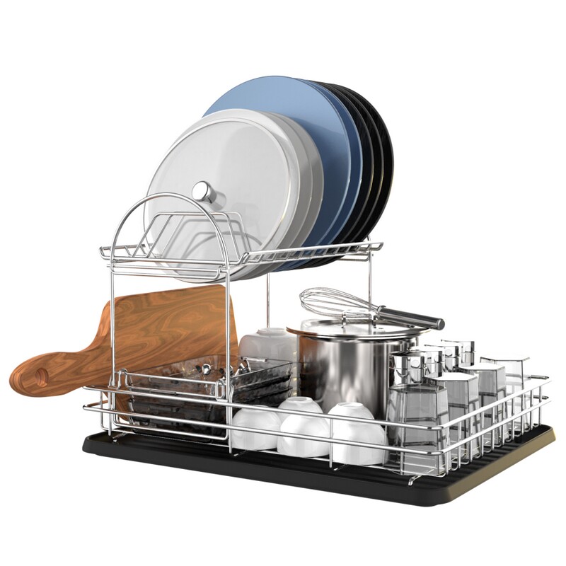 Detachable two tier dish rack