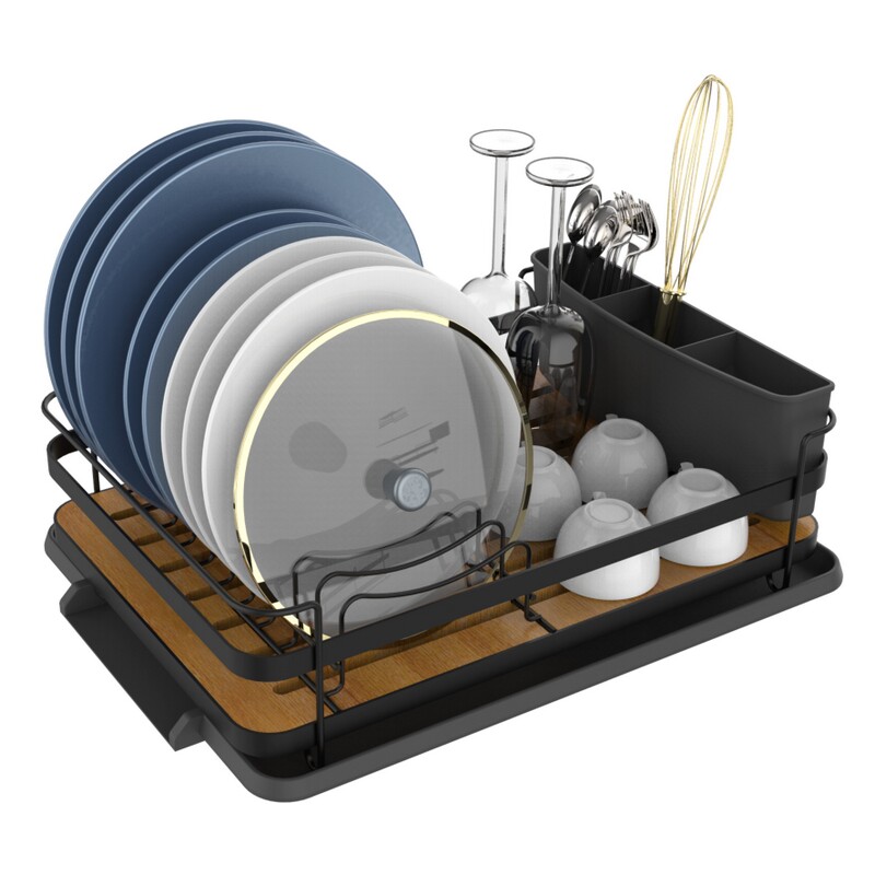 Dish rack with bamboo board